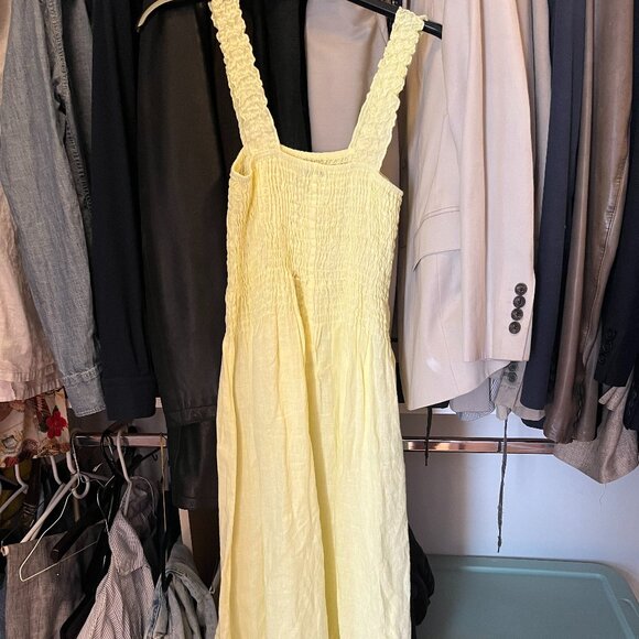 Laura Bianchi Yellow Linen Midi Dress Size Small - Picture 2 of 3